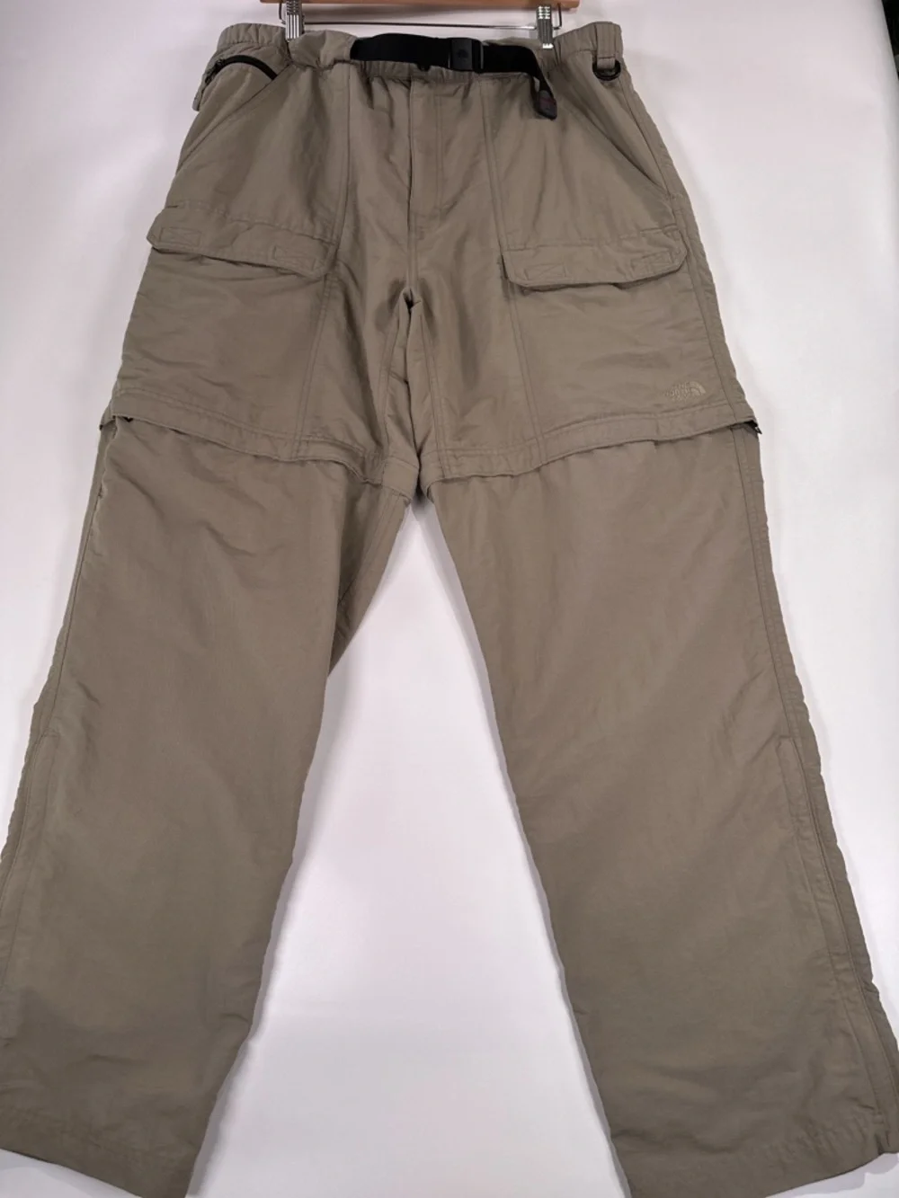 The North Face Convertible Hiking Pants Zip Off Cargo Nylon Khaki XL
